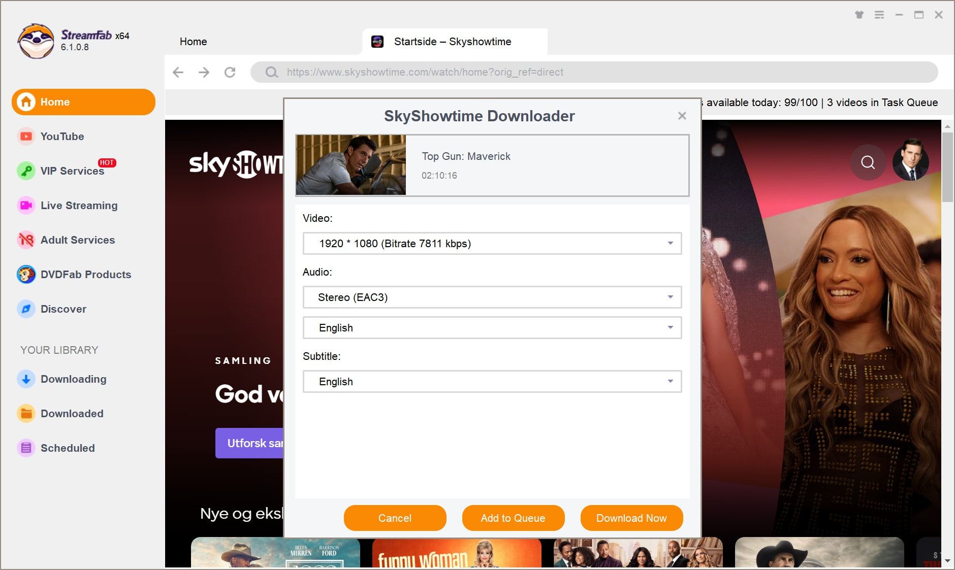 lire des vidéos SkyShowtime downloader