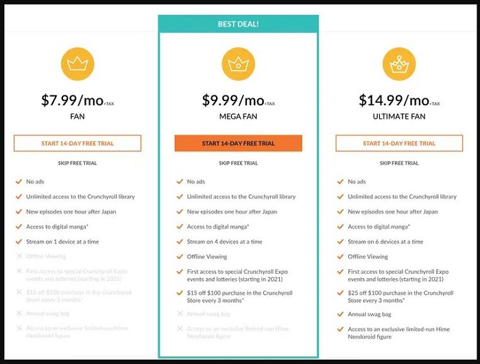 funimation vs crunchyroll:Funimation vs Crunchyroll: Pricing