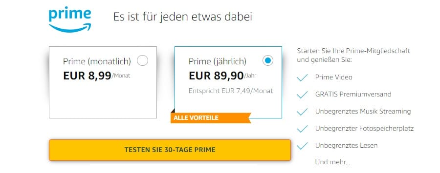 Amazon Prime Video Kosten