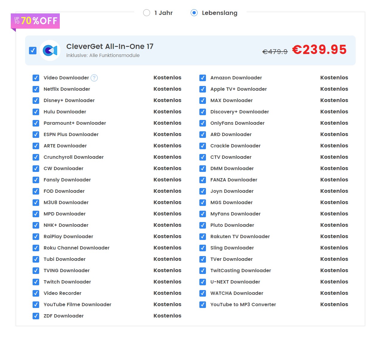 CleverGet: Preiserhöhung um 20€