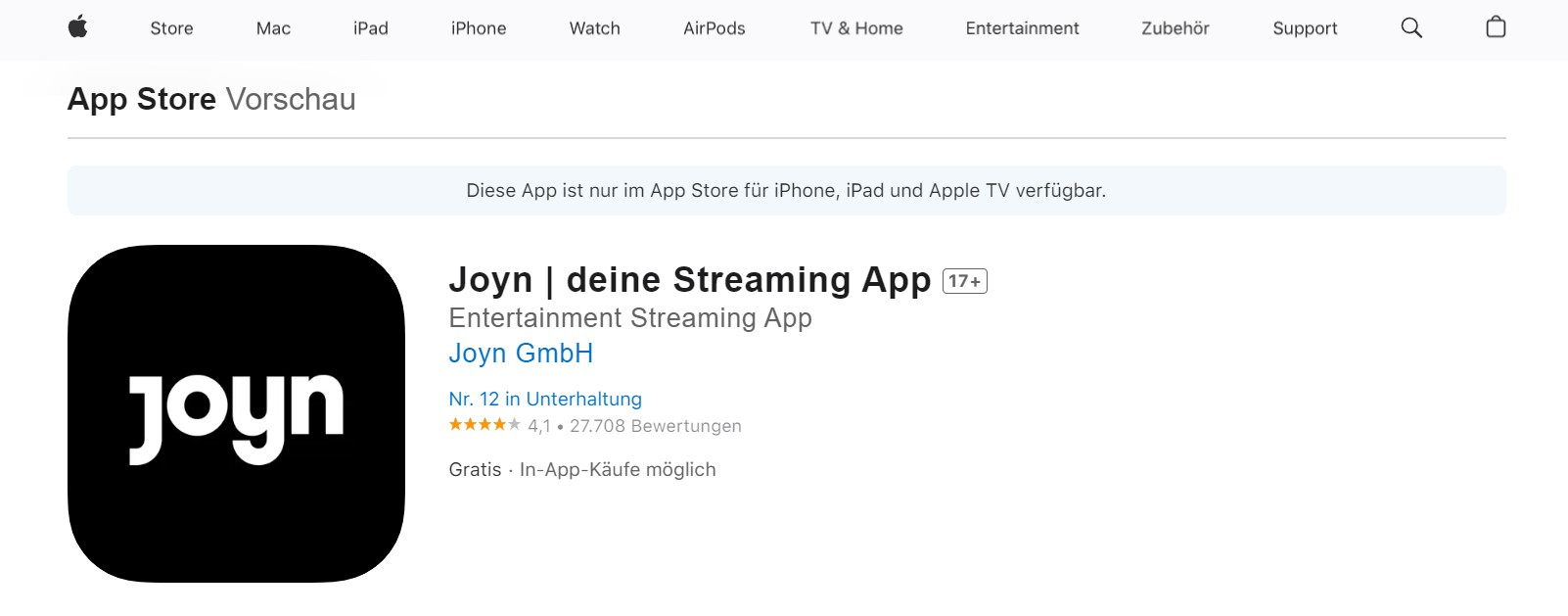 Joyn App Download für iOS