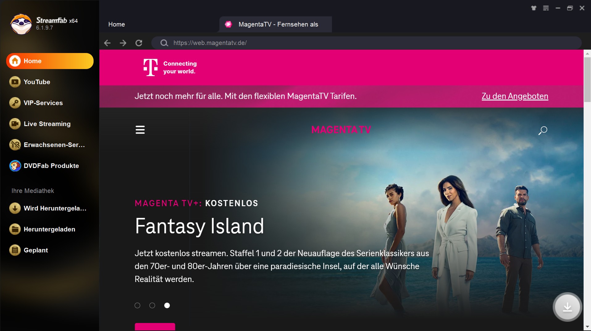 Magenta TV Video Download mit StreamFab DRM MPD Downloader