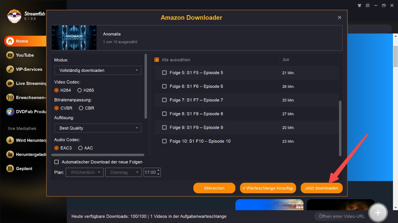 Schritte zur Verwendung vom StreamFab Amazon Downloader, um Amazon Video herunterzuladen