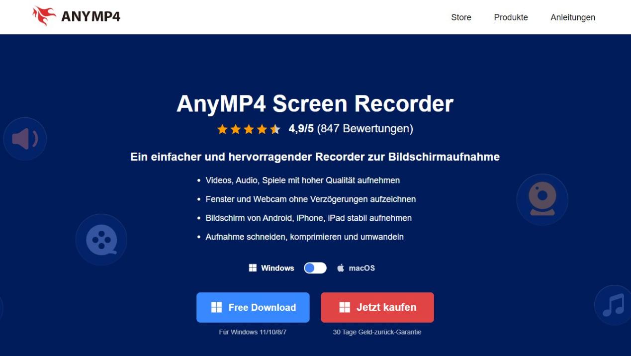 AnyMP4 Screen Recorder – Aufnahme-Software für Zattoo