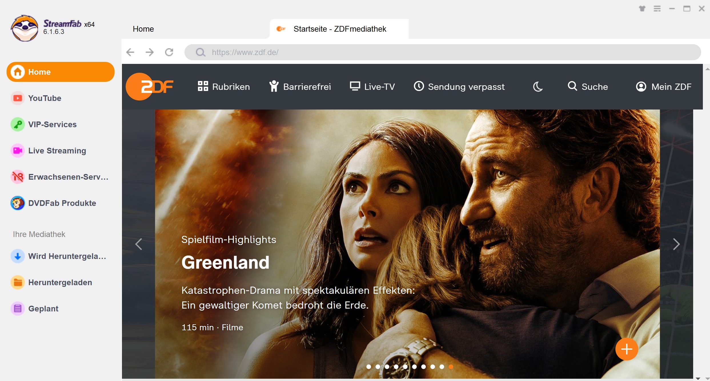 Mit StreamFab Software ZDF Filme herunterladen auf PC