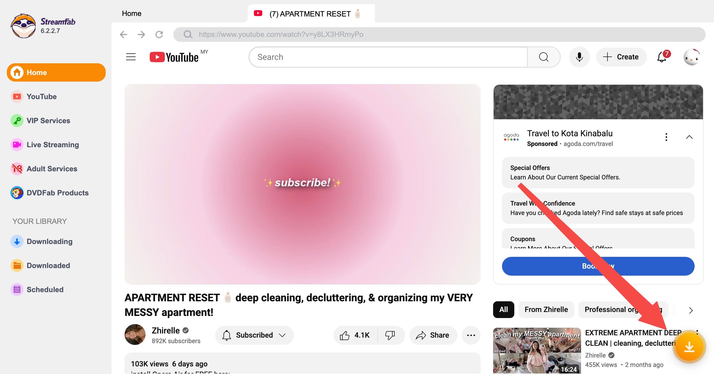 how to download a video from youtube: step 3 of streamfab