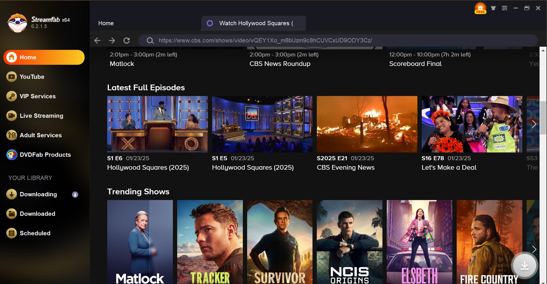 download cbs streaming video