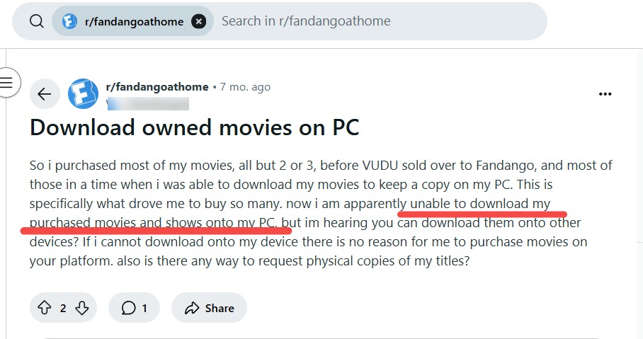 cannot download movies on fandango pc