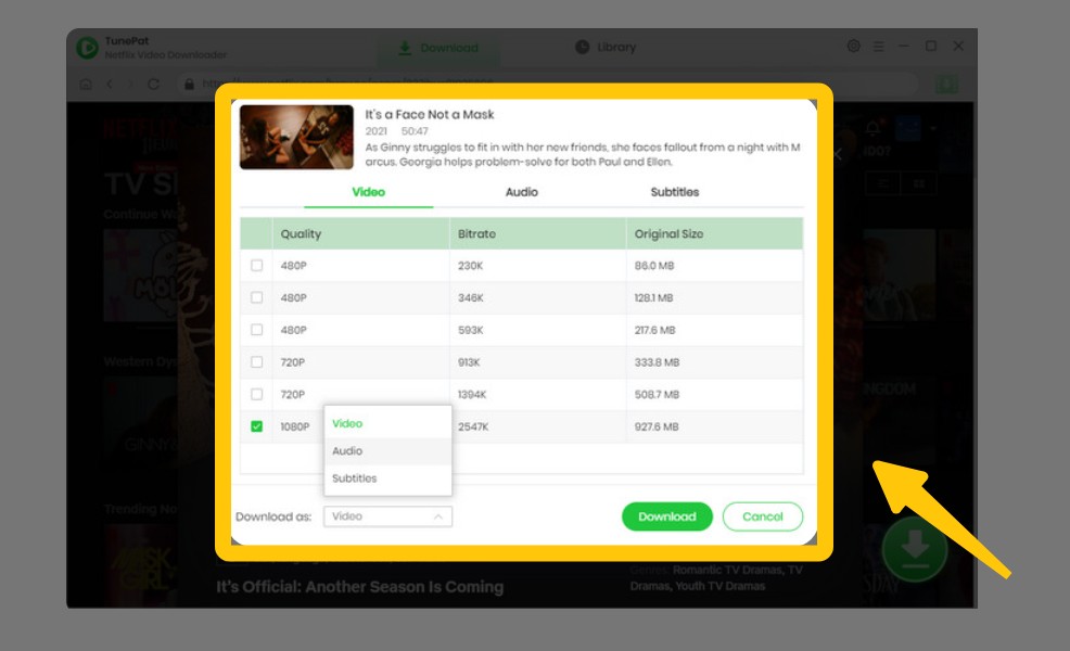 TunePat Netflix Video Downloader review: operation step 2