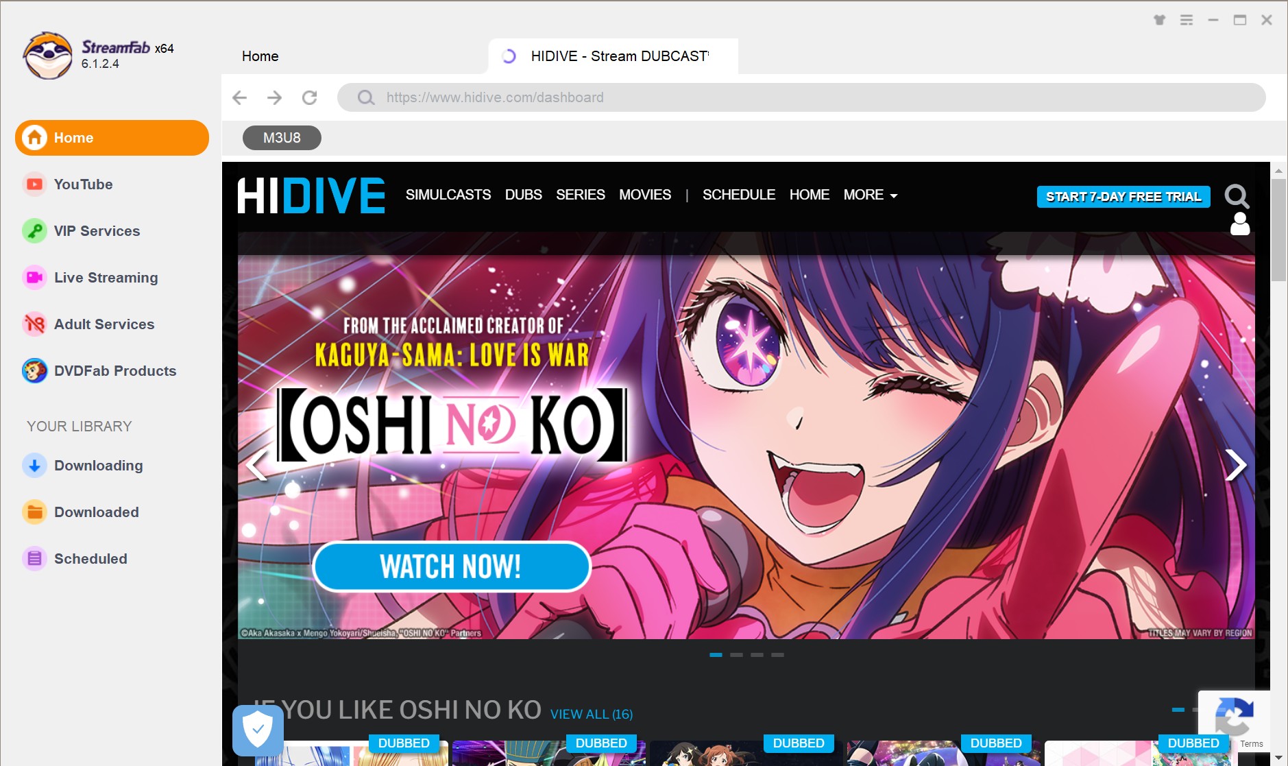 Download Hidive Anime via StreamFab DRM M3U8 Downloader