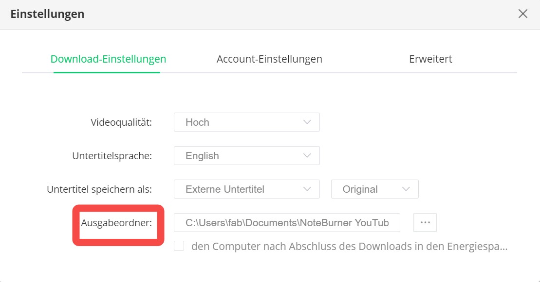 Download-Schritte mit NoteBurner YouTube Video Downloader