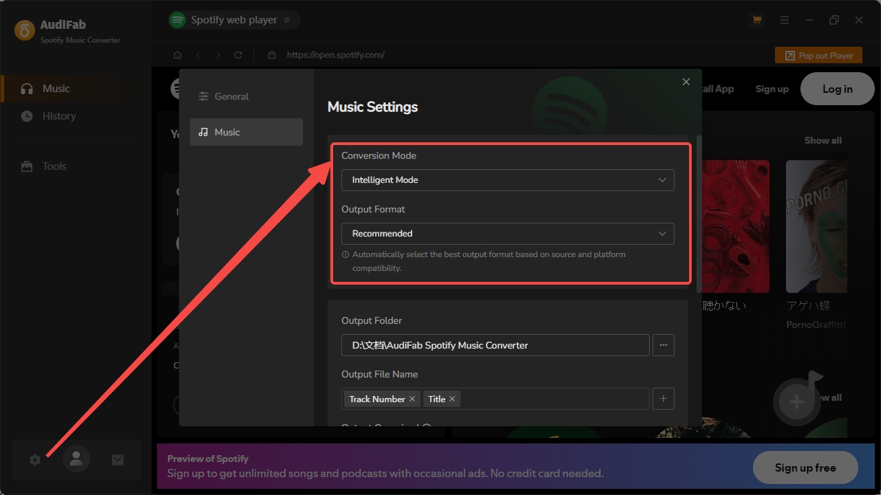 audifab set mode and formats
