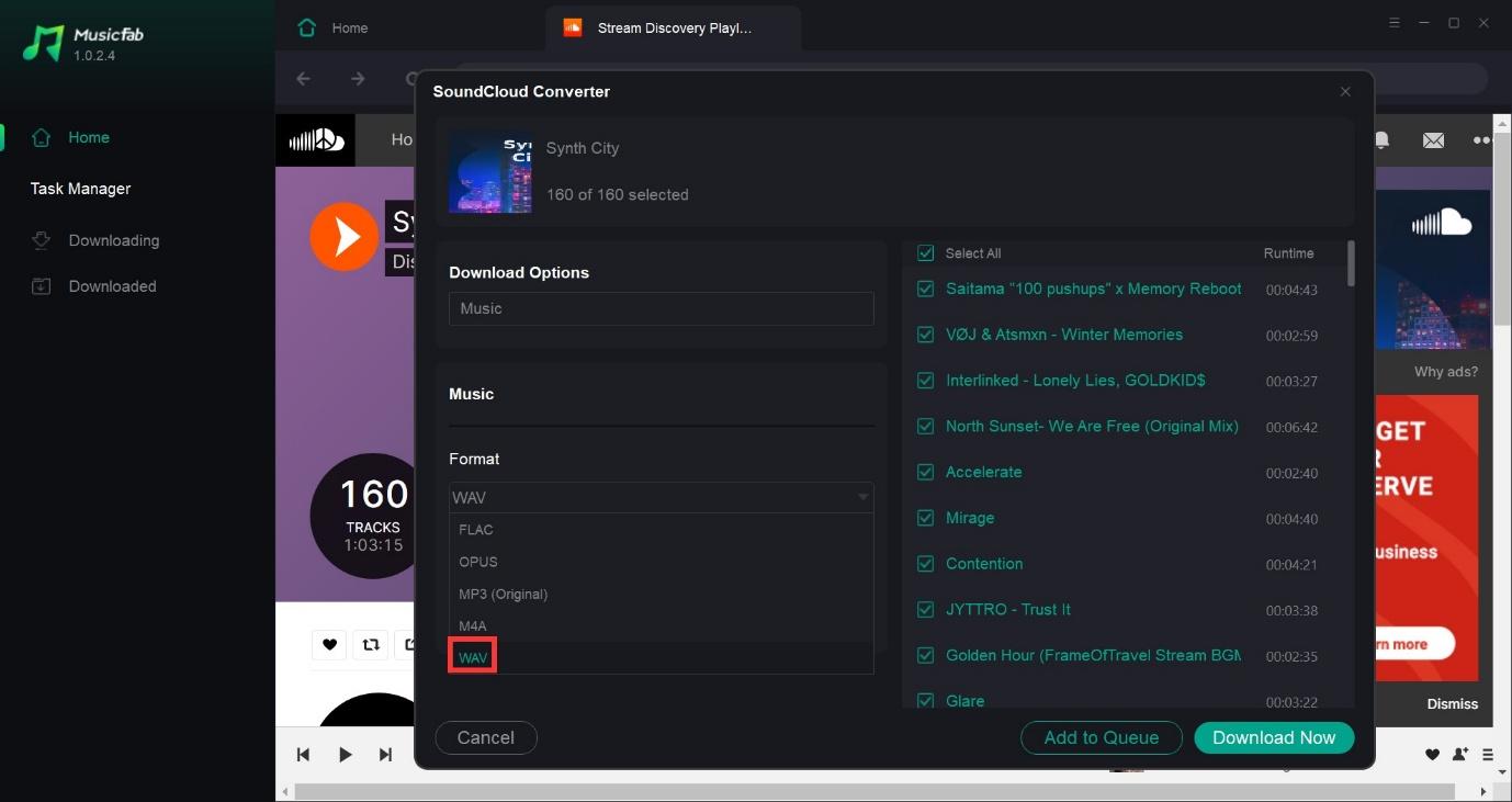 use MusicFab SoundCloud Converter to download SoundCloud to WAV files