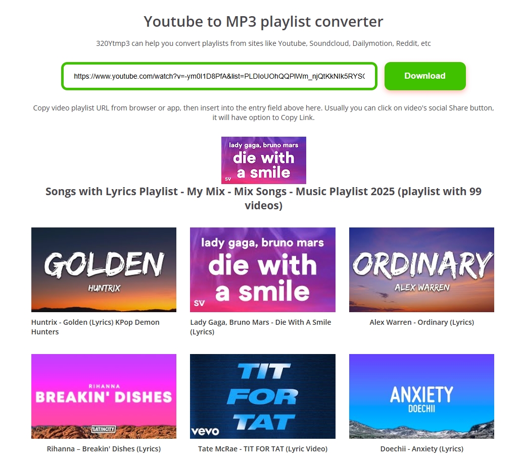 320youtube playlistdownloader