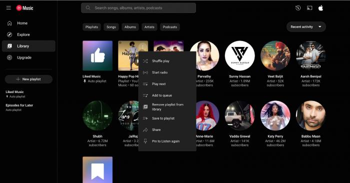Look for YouTube Music content