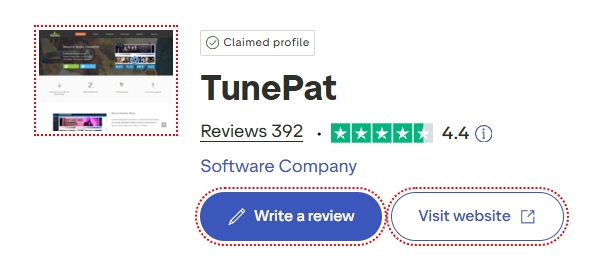 tunepat-trustpilot-score
