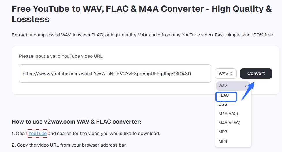 y2wav youtube to flac
