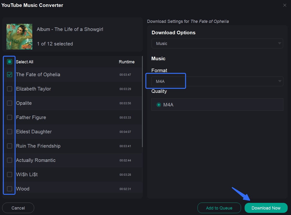 MusicFab download M4A files