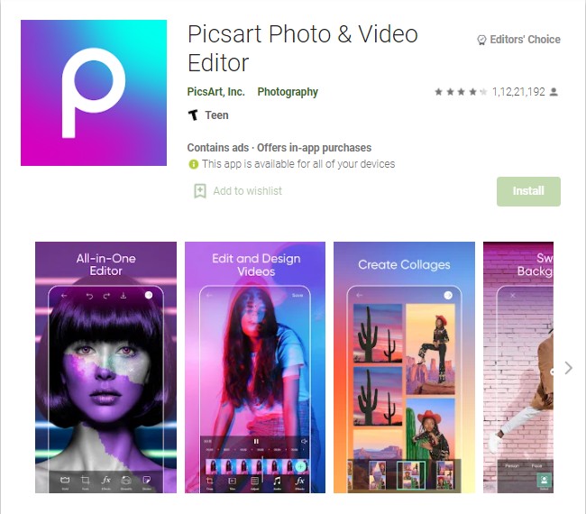 background editing apps:PicsArt