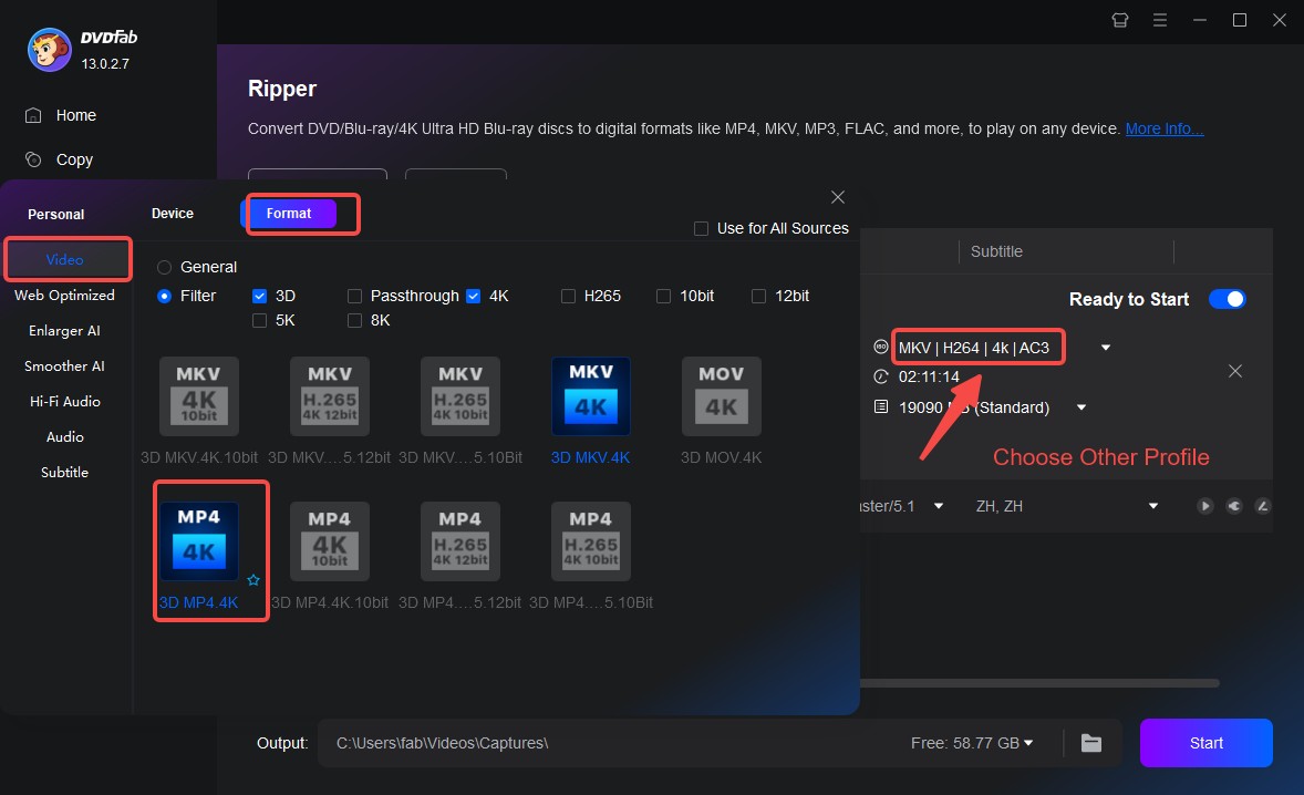 Choose output profile before copy DVD rental Netflix movies