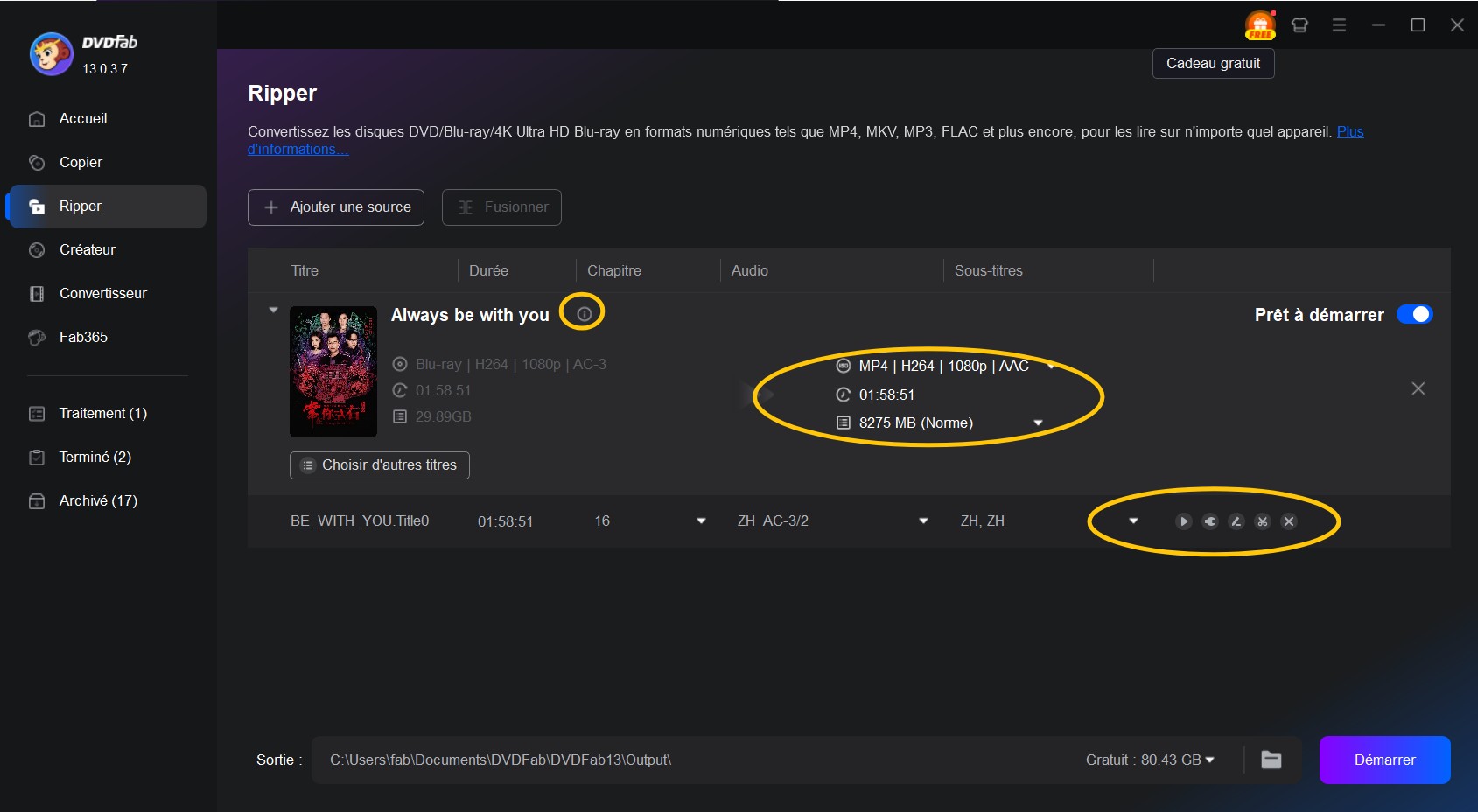 Comment convertir Blu-ray en MP4 avec DVDFab Blu-ray Ripper ?