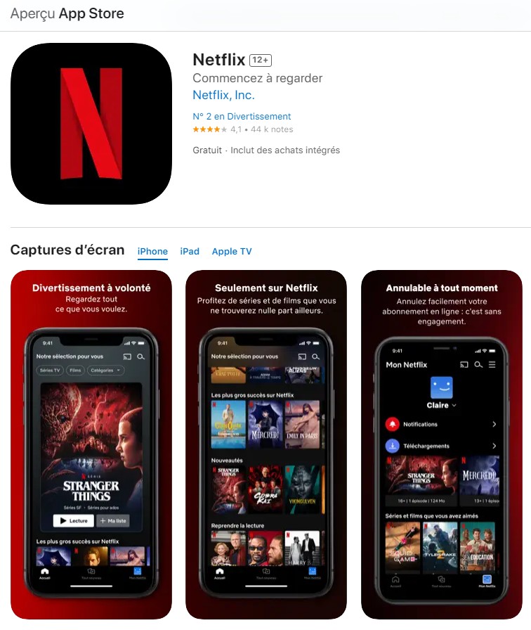 télécharger app netflix mac dans app sotre