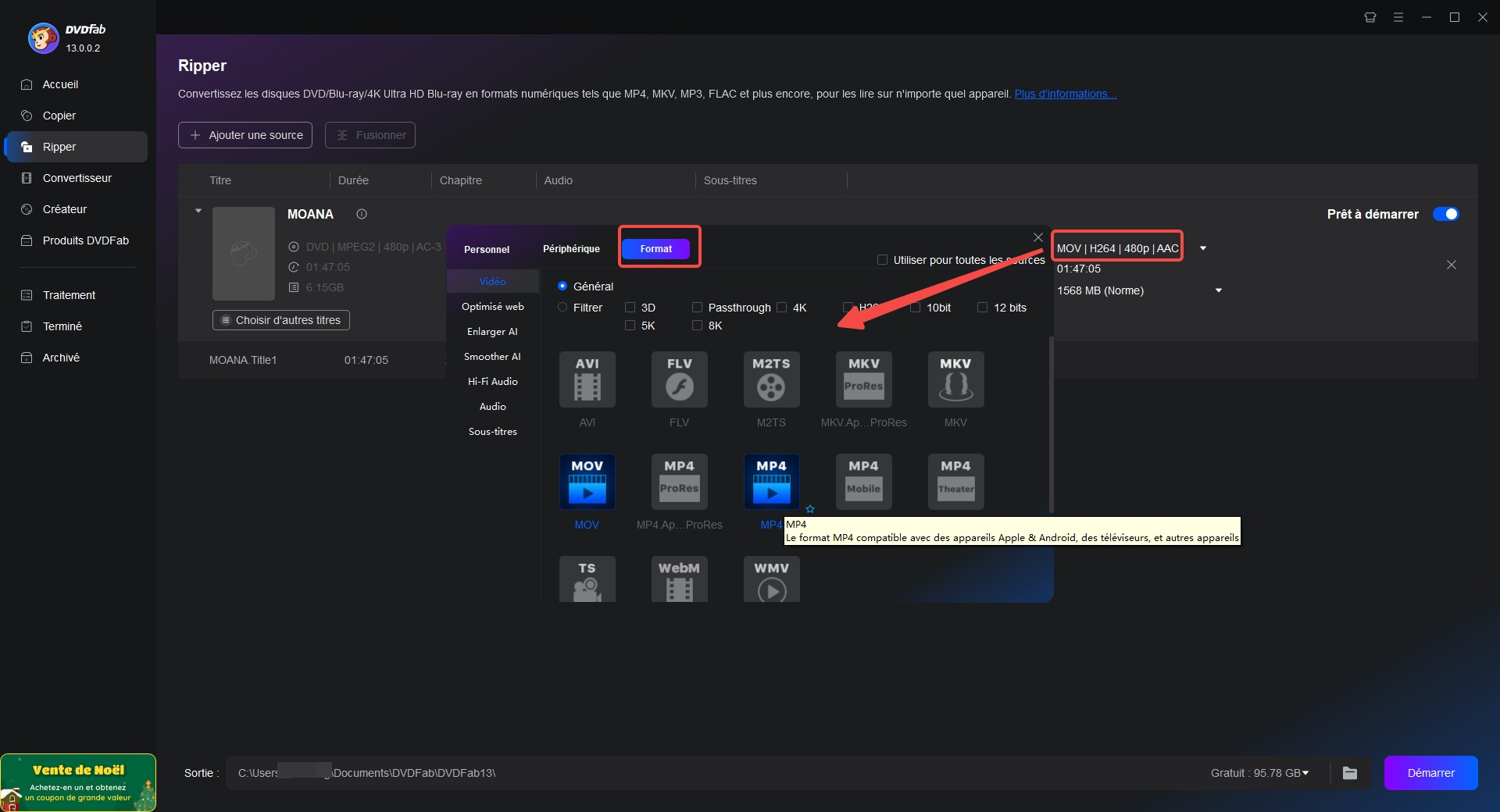 Comment convertir un DVD en MP4 avec DVDFab DVD Ripper