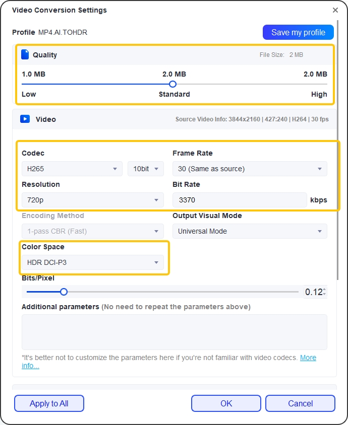 edit the video to upscale to hdr