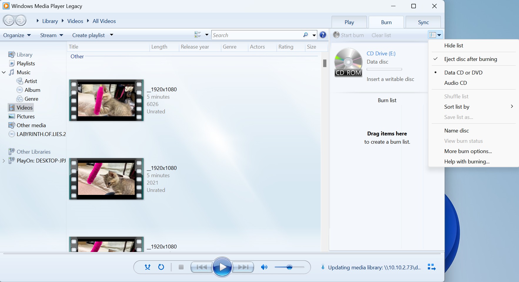 How to Burn DVD on Windows 10 via Windows Media Player