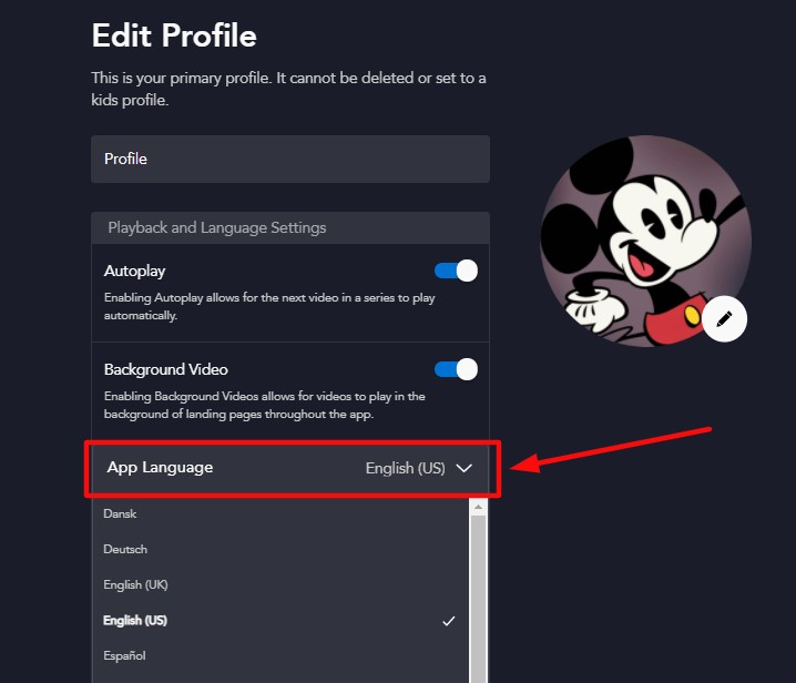 disney plus account settings:In the Profile