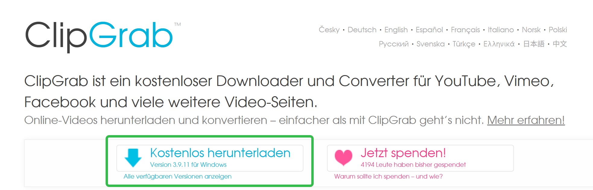 ClipGrab Fehlermeldung Videos können nicht abgerufen werden