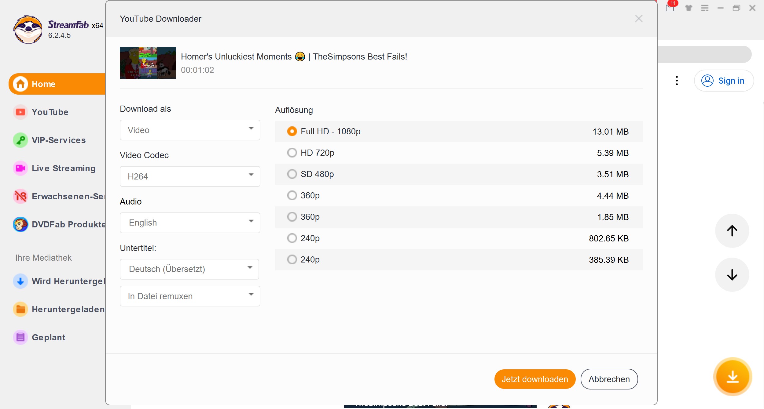 Beste ClipGrab Alternative: StreamFab YouTube Downloader