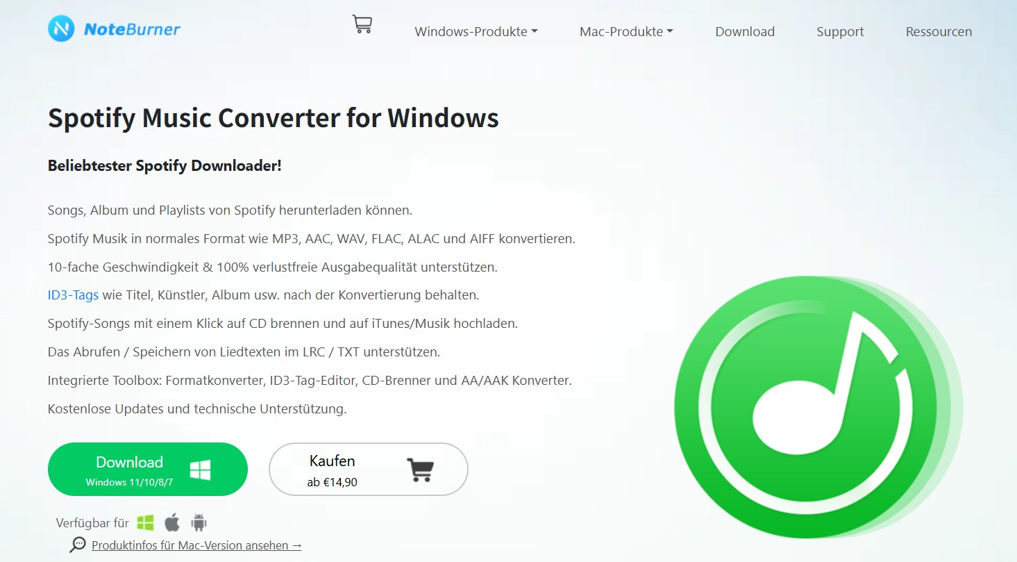 Vor- und Nachteile von NoteBurner Music Converter